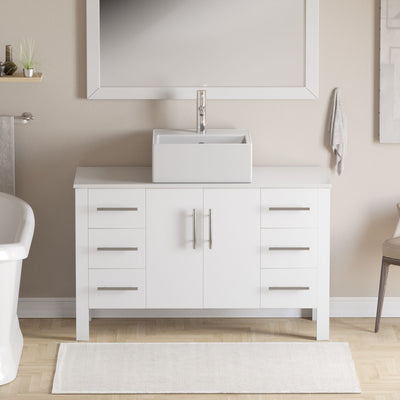 Cambridge Plumbing 36 Inch White Wood With Porcelain Vessel Sink Vanity Set – 8116W