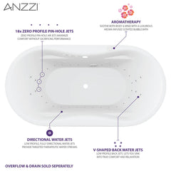 ANZZI Lori 6 ft. Whirlpool With Air Bath Tub in White – FT-AZ102 