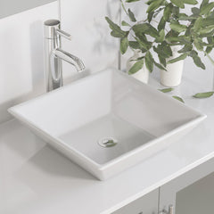 Cambridge Plumbing 36 Inch Gray Wood With Porcelain Vessel Sink Vanity Set – 8111G 