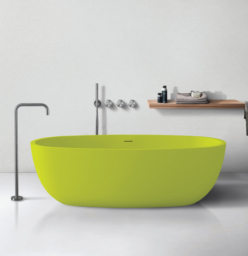 Pure Water Halo solid surface freestanding oval tub Lime matte 67