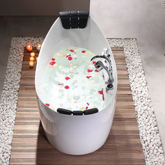 Empava 59" Freestanding Whirlpool Bathtub with Center Drain EMPV-59AIS11 