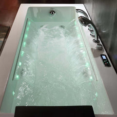 Empava 67" Alcove Whirlpool Combination Massage Thermostatic LED Tub with Left Drain EMPV-67JT351LED 