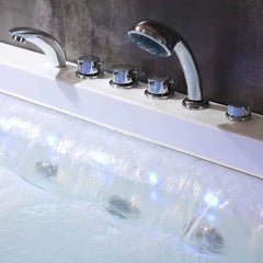 Empava 67" Alcove Whirlpool Combination Massage Thermostatic LED Tub with Left Drain EMPV-67JT351LED