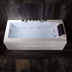 Empava 67" Alcove Whirlpool Combination Massage Thermostatic LED Tub with Left Drain EMPV-67JT351LED