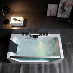 Empava 67" Alcove Whirlpool LED Bathtub with Center Drain EMPV-67JT408LED 