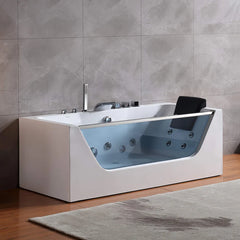 Empava 67" Alcove Whirlpool LED Bathtub with Center Drain EMPV-67JT408LED 