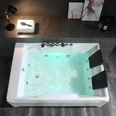 Empava 72" Alcove Whirlpool 2-Person LED Tub with Left Drain EMPV-72JT367LED 