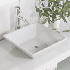 Cambridge Plumbing 36 Inch White Wood With Porcelain Vessel Sink Vanity Set – 8111W