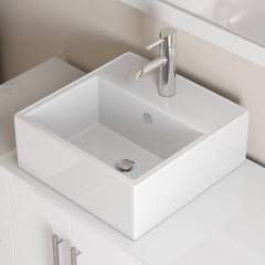 Cambridge Plumbing 36 Inch White Wood With Porcelain Vessel Sink Vanity Set – 8116W 