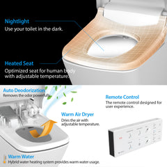 Vovo Bidet Toilet Nightlight Heated Seat Auto Deodorization Warm Air Dryer Remote Control Warm Water – TCB-090SA