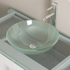 Cambridge Plumbing 48 inch White Wood With Glass Vessel Sink Vanity Set – 8116B-W 