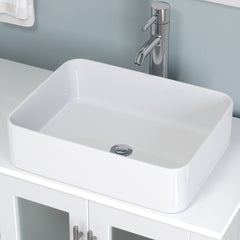 Cambridge Plumbing 71 Inch White Wood With Double Porcelain Vessel Sink Vanity Set – 8119XLW