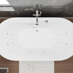 Anzzi Sofi 5.6 ft. Center Drain Whirlpool With Air Bath Tub in White – FT-AZ201 