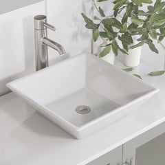 Cambridge Plumbing 36 Inch Gray Wood With Porcelain Vessel Sink Vanity Set – 8111G-BN