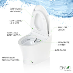 Anzzi ENVO Aura Smart Toilet Bidet with Remote and Auto Flush – TL-STSF851WH 
